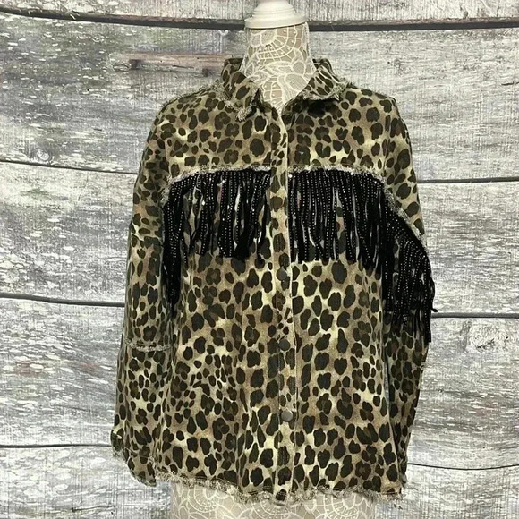 Leopard Print Jean Jacket - Picture 1 of 10
